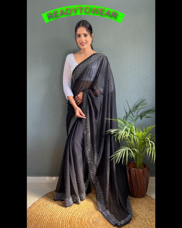 Aab Meloni Georgette Ready To Wear Saree Wholesale Catalog