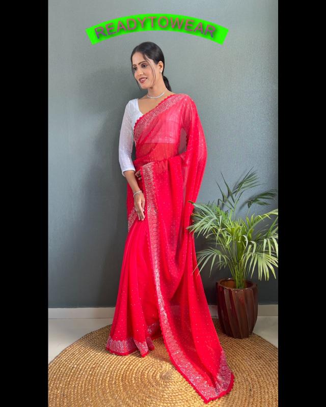 Aab Meloni Georgette Ready To Wear Saree Wholesale Catalog