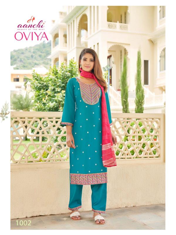 Aanchi Oviya Roman Silk Kurti Wholesale Catalog