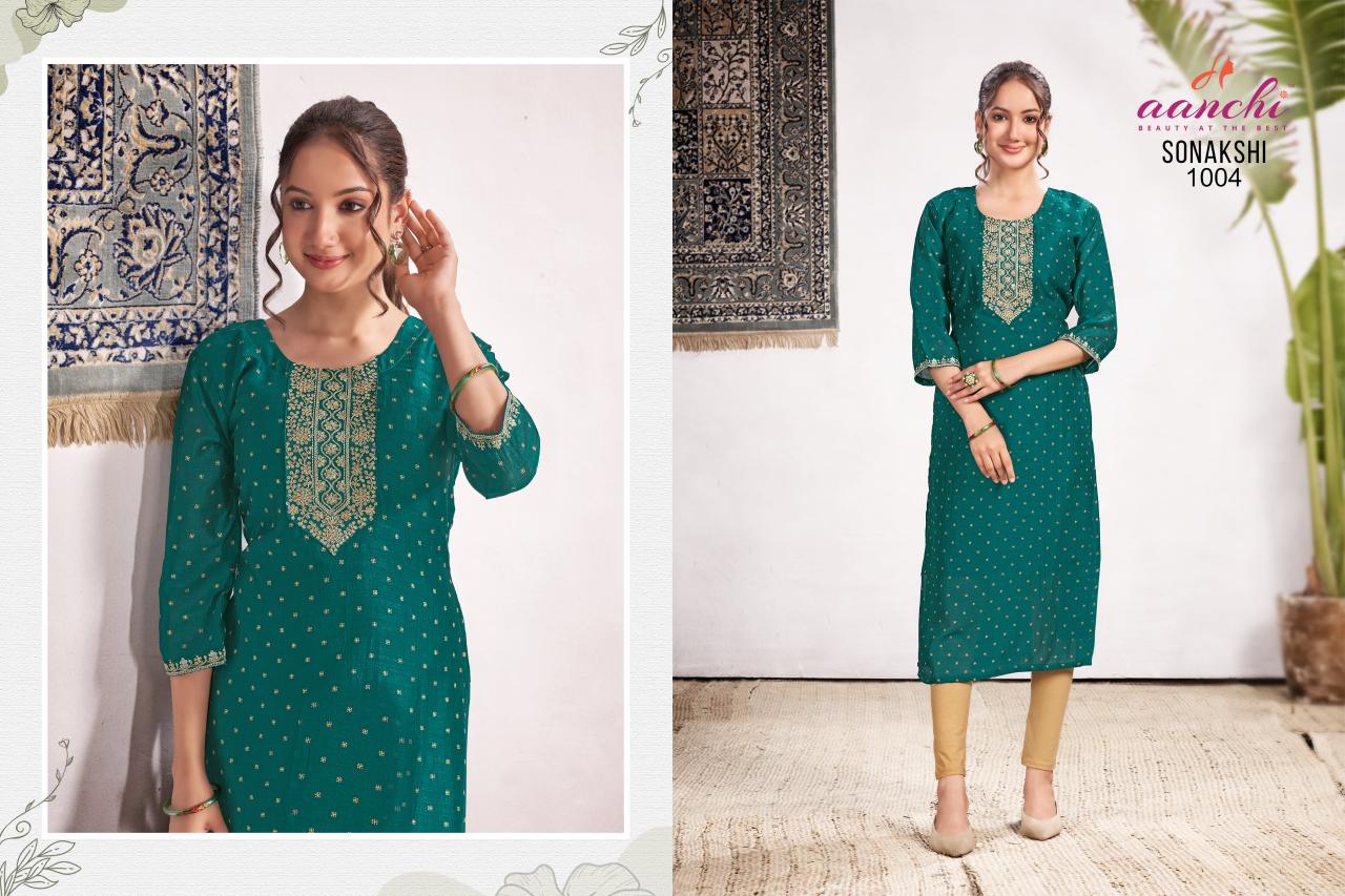 Aanchi Sonakshi straight cut kurtis Wholesale Catalog