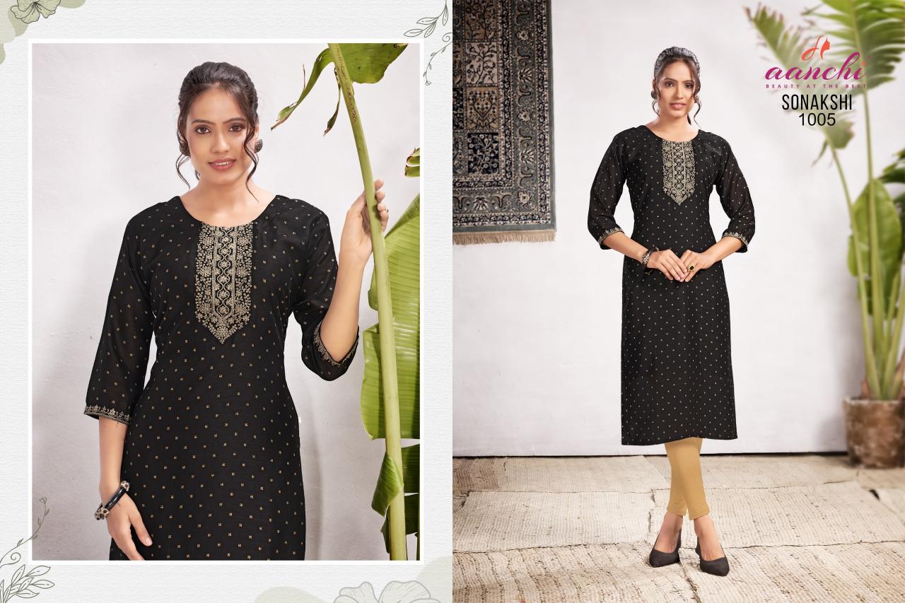 Aanchi Sonakshi straight cut kurtis Wholesale Catalog