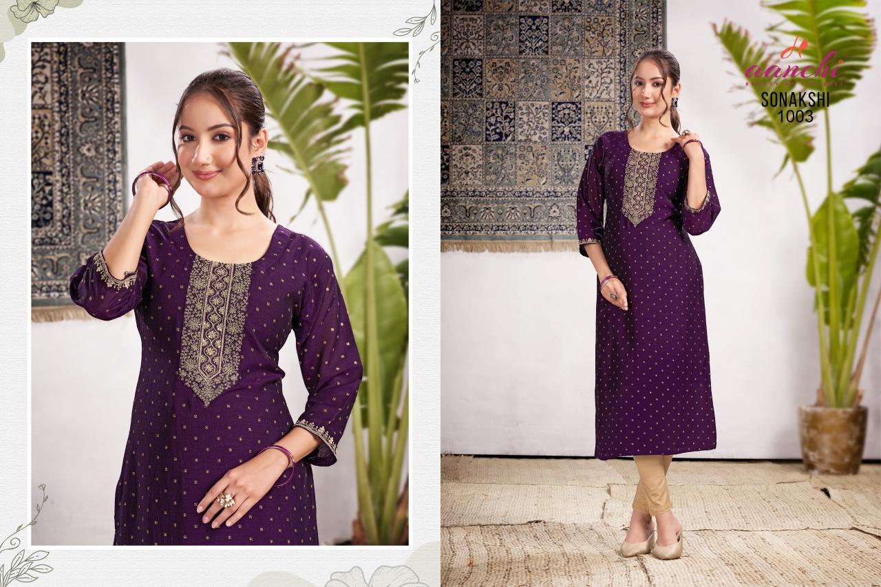 Aanchi Sonakshi straight cut kurtis Wholesale Catalog