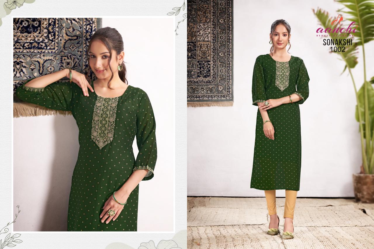 Aanchi Sonakshi straight cut kurtis Wholesale Catalog