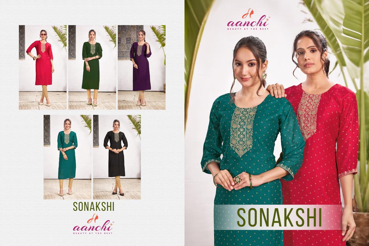 Aanchi Sonakshi straight cut kurtis Wholesale Catalog