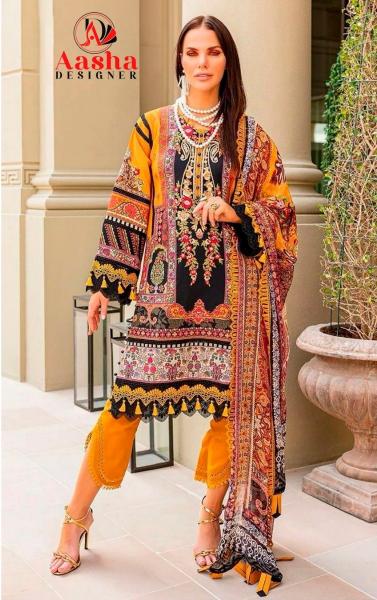 Aasha 1107 Chiffon Dupatta Pakistani Suits Wholesale Catalog