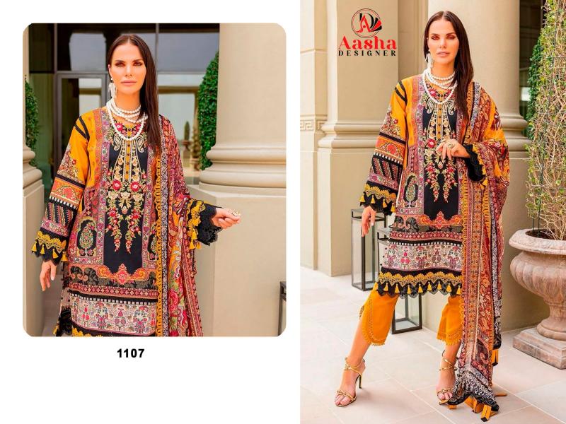 Aasha 1107 Chiffon Dupatta Pakistani Suits Wholesale Catalog