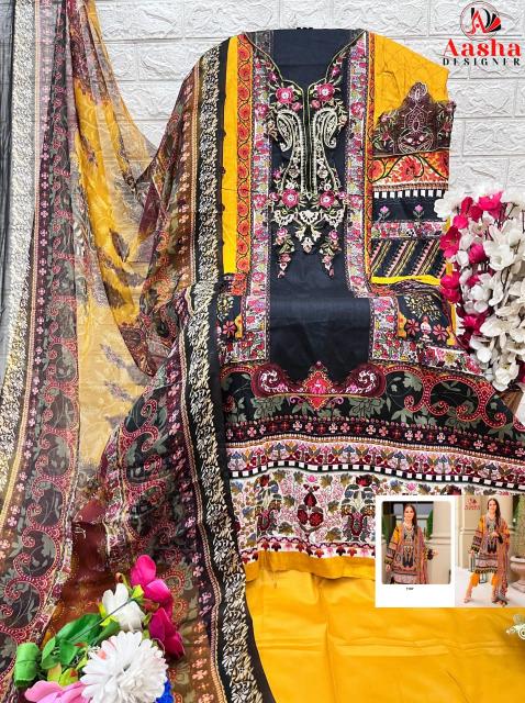 Aasha 1107 Chiffon Dupatta Pakistani Suits Wholesale Catalog