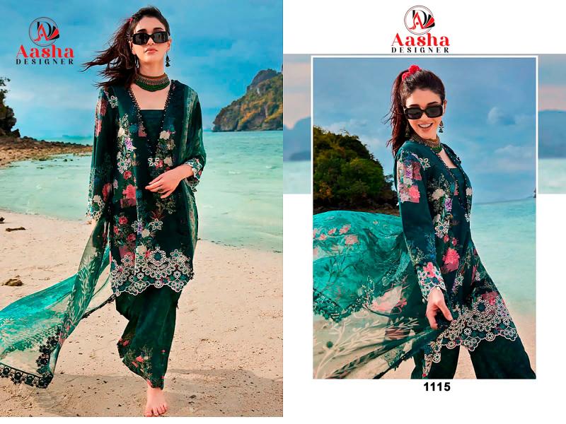 Aasha 1115 Cotton Dupatta Pakistani Suits Wholesale Catalog