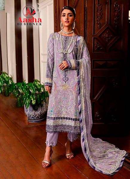 Aasha Queen Court Vol 8 Chiffon Dupatta Pakistani Suit Wholesale catalog