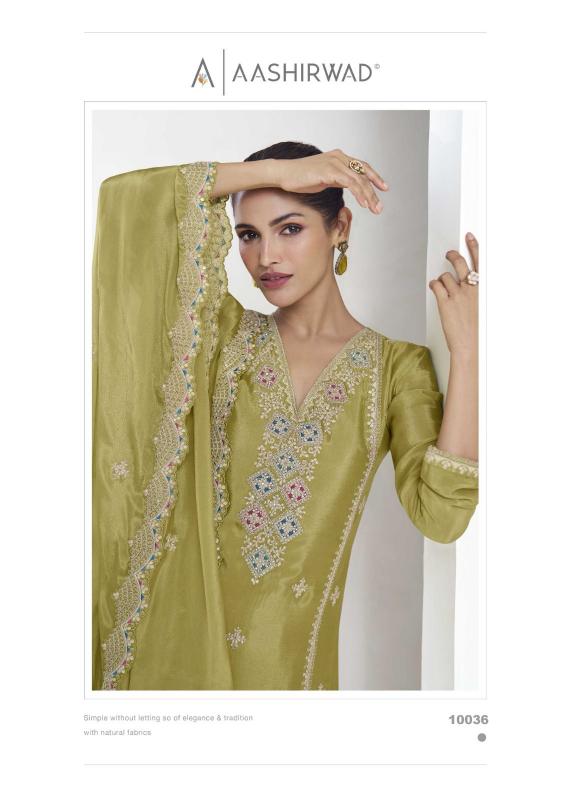 Aashirwad Vaanya Chinon Silk Designer Salwar Kameez Wholesale Catalog