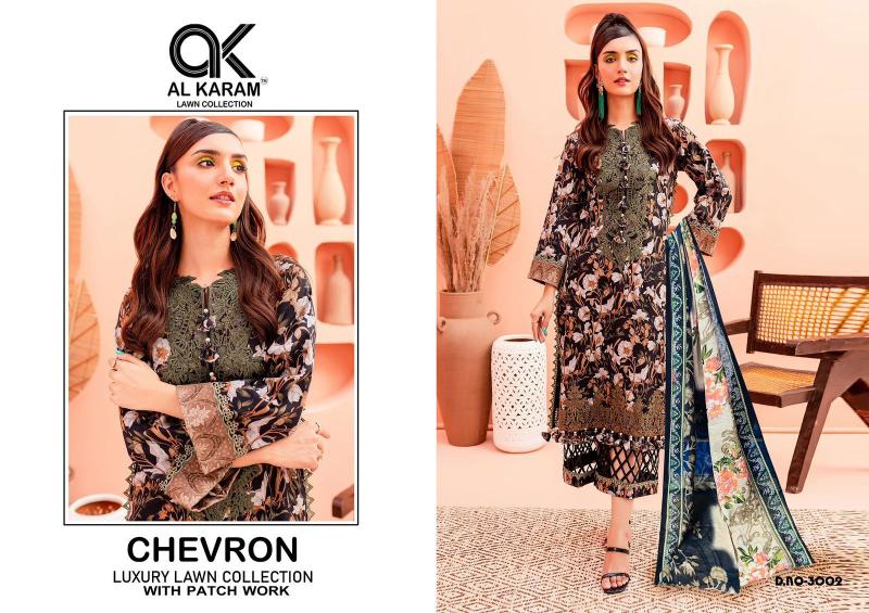 Al Karam Chevron Vol 3 Cotton Dress Material Wholesale catalog