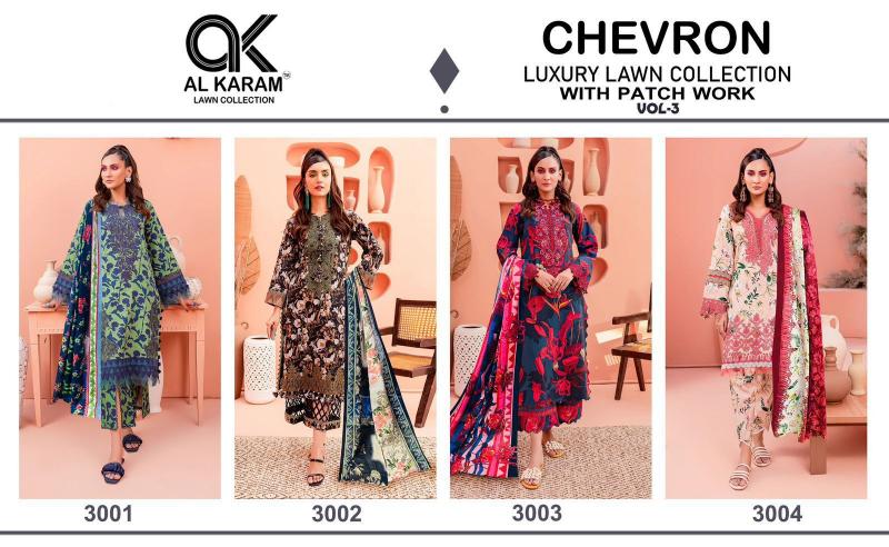 Al Karam Chevron Vol 3 Cotton Dress Material Wholesale catalog