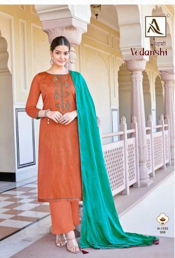 Alok Vedanshi Embroidery Dress Material Wholesale Catalog