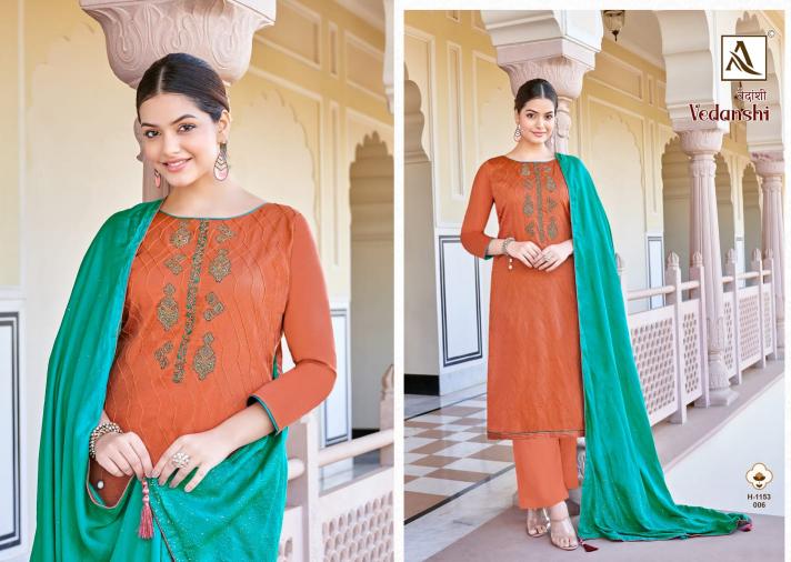 Alok Vedanshi Embroidery Dress Material Wholesale Catalog
