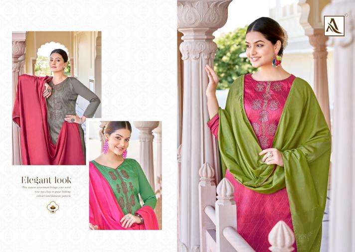 Alok Vedanshi Embroidery Dress Material Wholesale Catalog