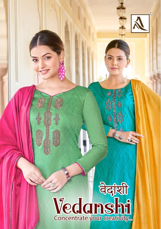 Alok Vedanshi Embroidery Dress Material Wholesale Catalog