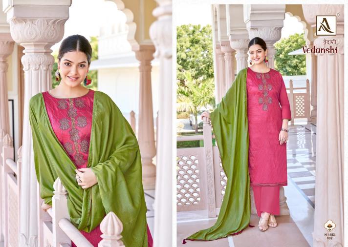 Alok Vedanshi Embroidery Dress Material Wholesale Catalog