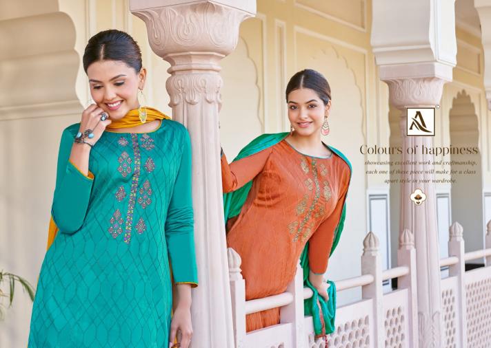 Alok Vedanshi Embroidery Dress Material Wholesale Catalog