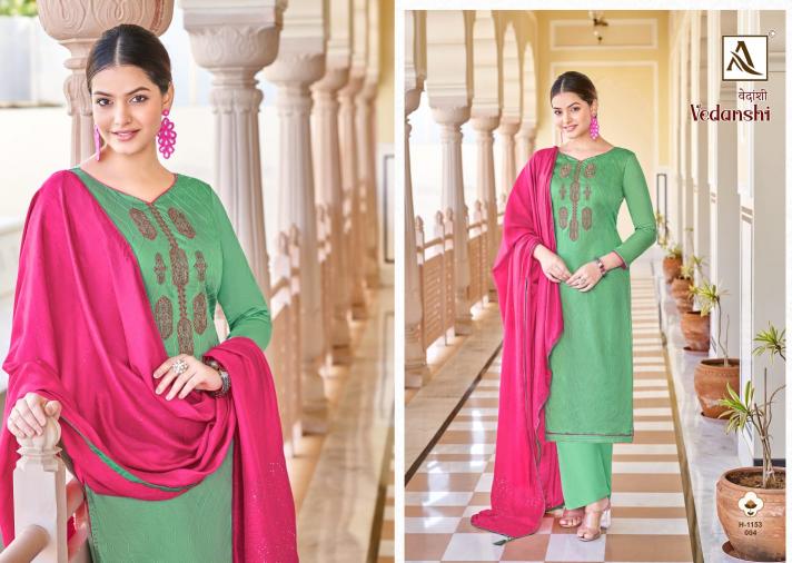 Alok Vedanshi Embroidery Dress Material Wholesale Catalog