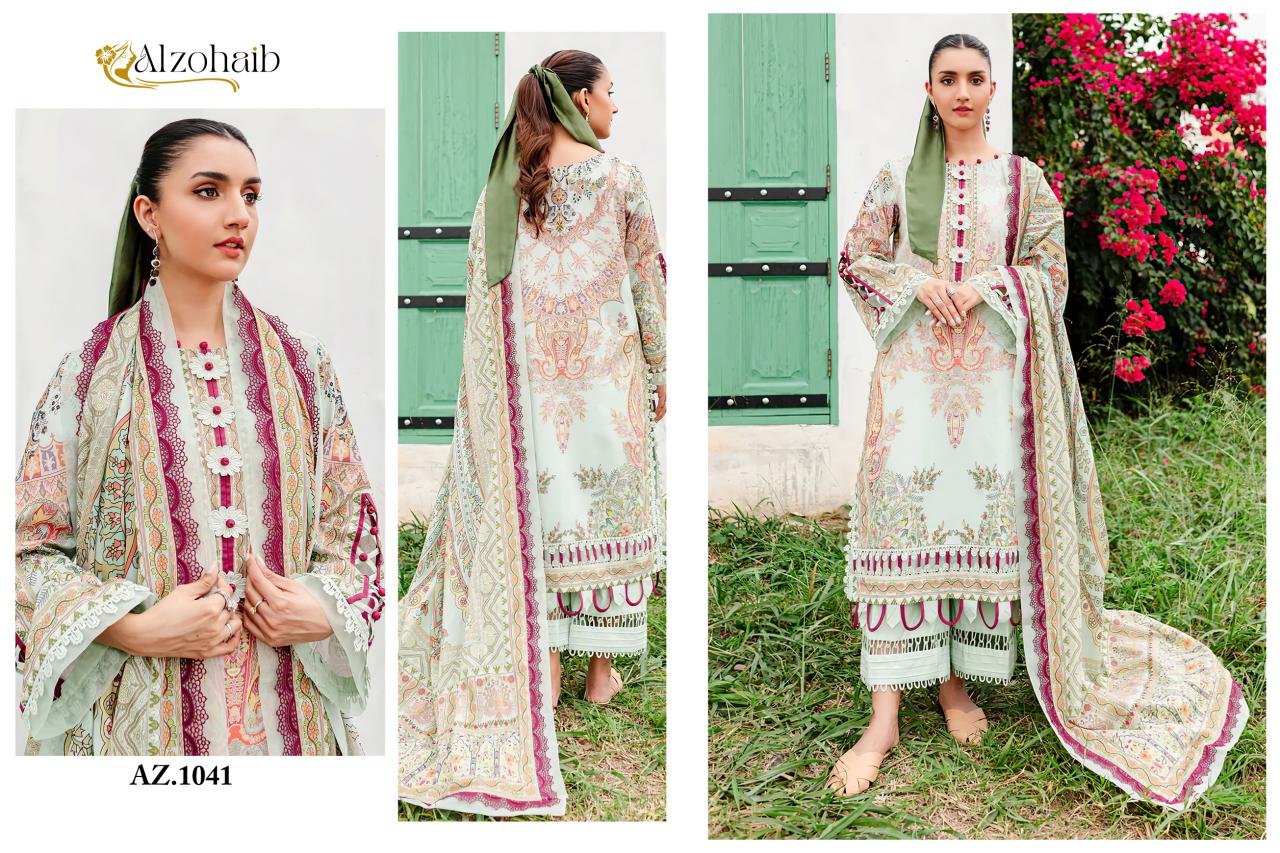 Alzohaib Queen Court Vol 2 Chiffon Dupatta Pakistani Suits Wholesale Catalog