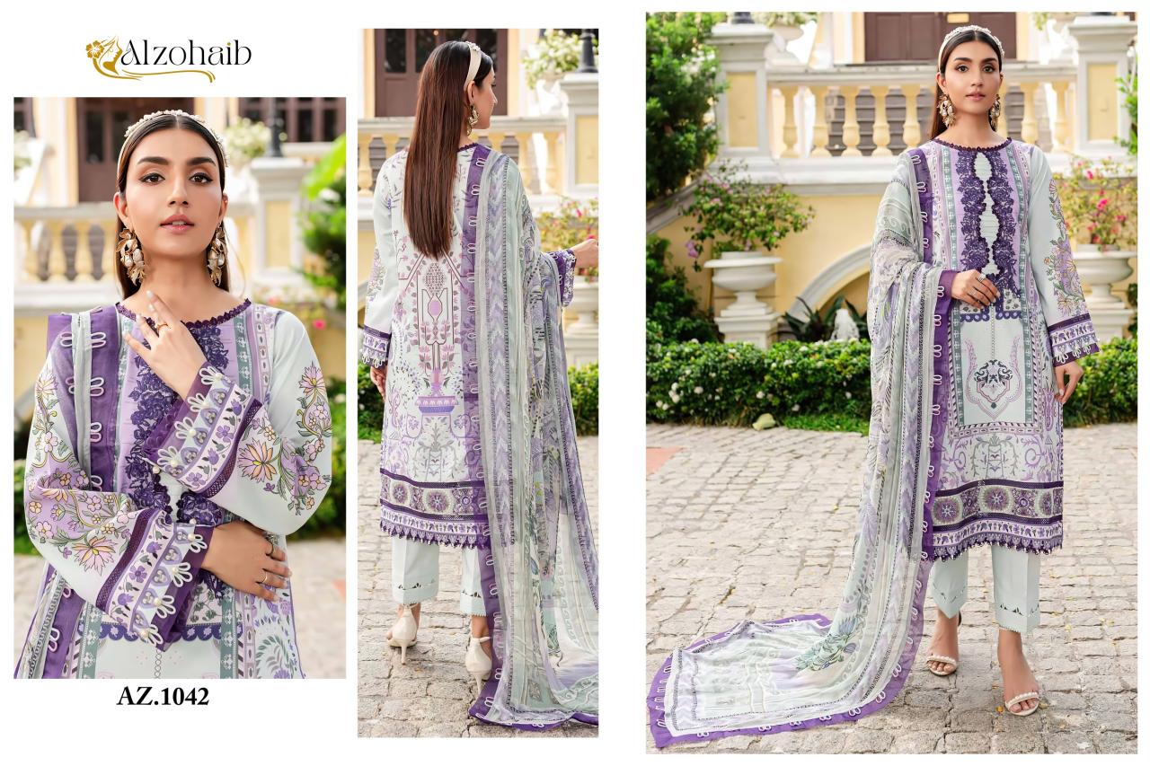 Alzohaib Queen Court Vol 2 Cotton Dupatta Pakistani Suits Wholesale Catalog