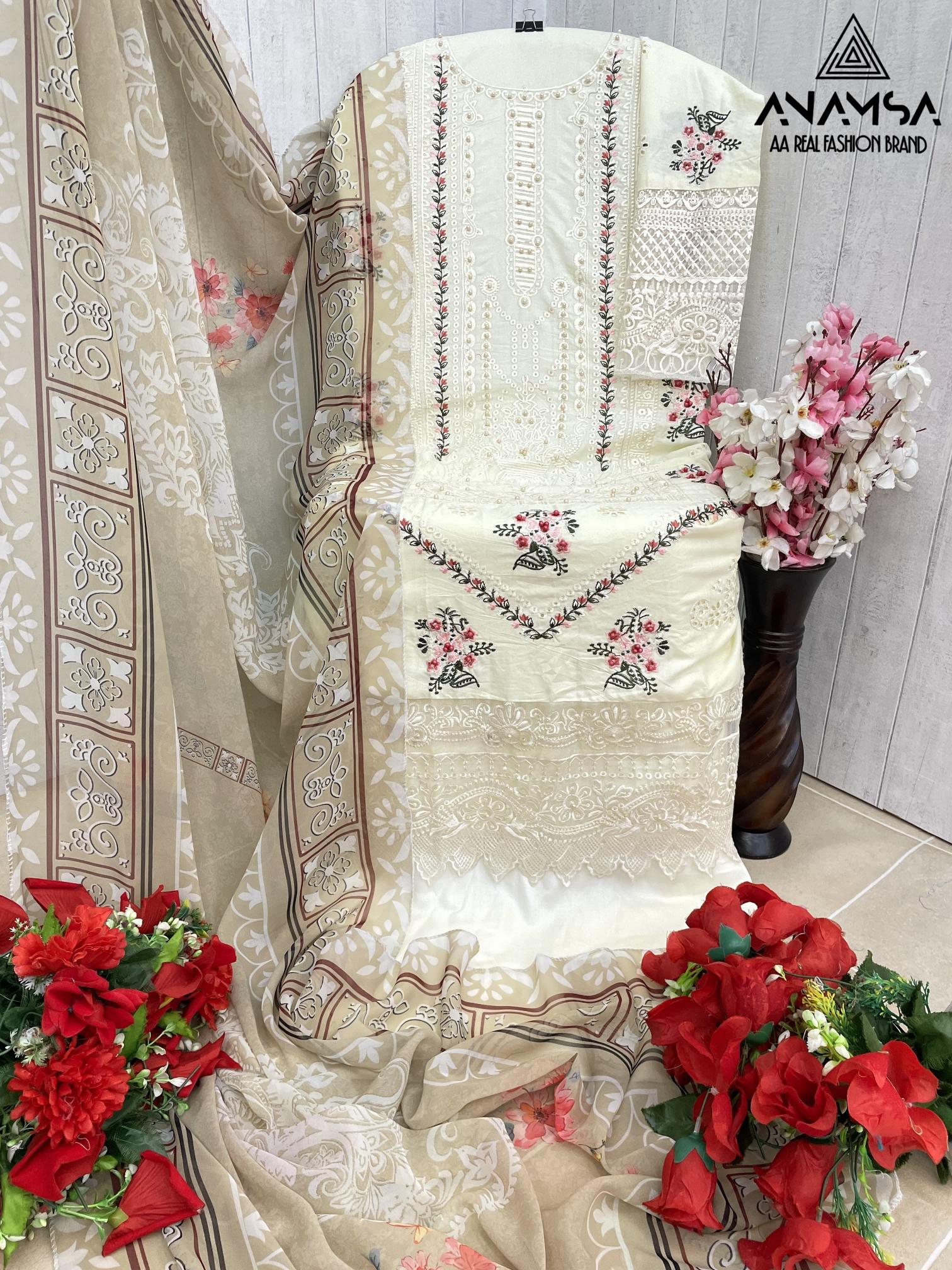 Anamsa 504 Embroidered Pakistani Suits Wholesale Catalog