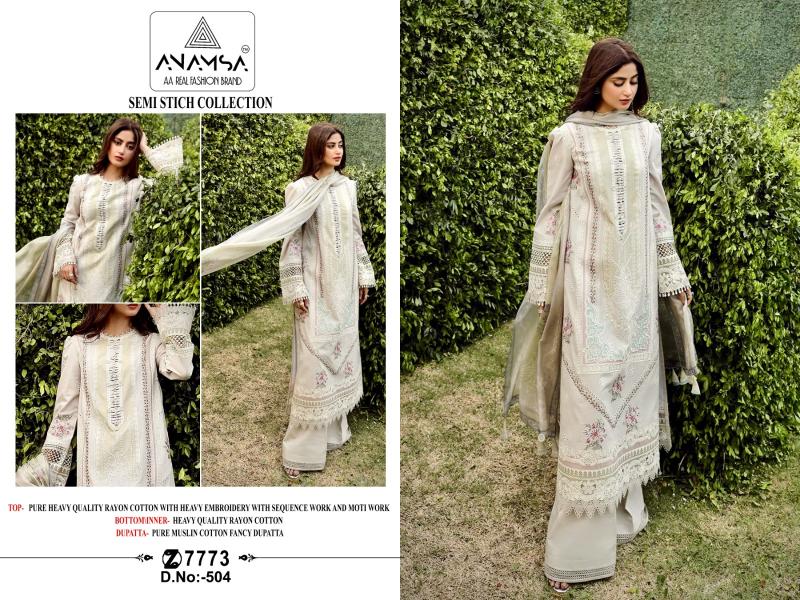 Anamsa 504 Embroidered Pakistani Suits Wholesale Catalog