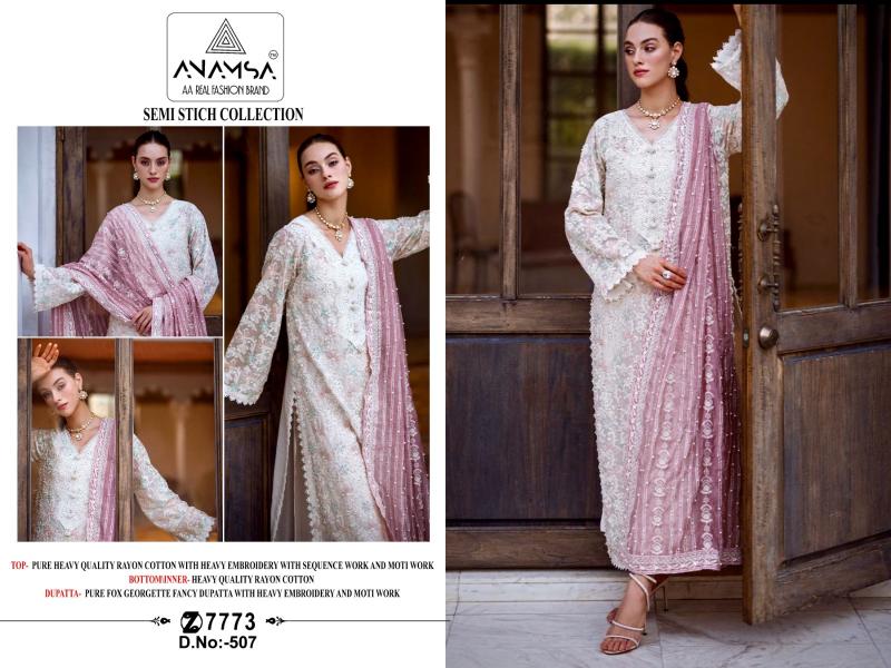 Anamsa 507 Embroidered Pakistani Suits Wholesale Catalog