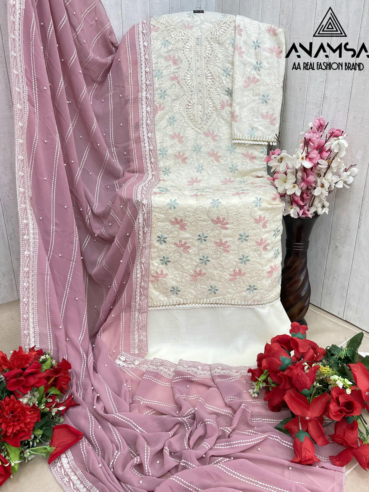 Anamsa 507 Embroidered Pakistani Suits Wholesale Catalog