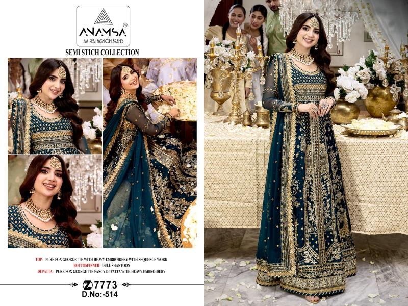Anamsa 514 Georgette Pakistani Suits Wholesale Catalog
