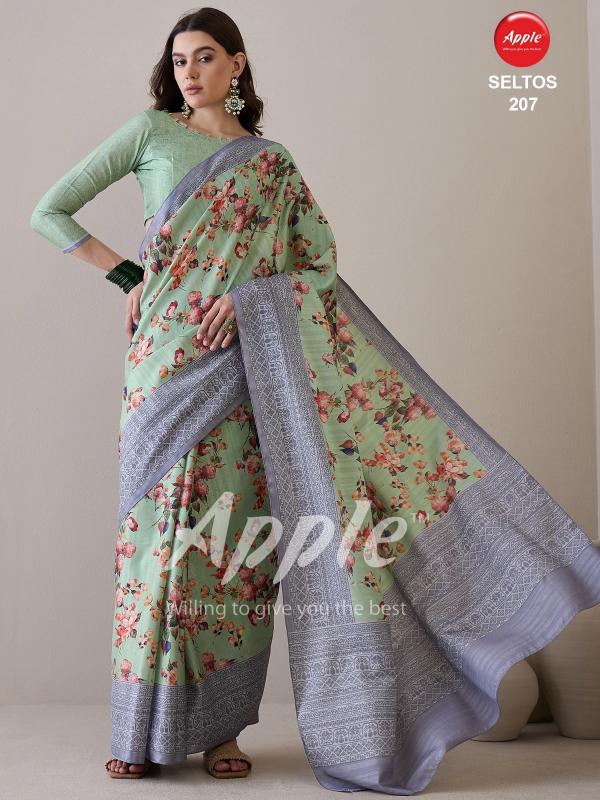Apple Seltos 02 Silk Blend Printed Saree Wholesale Catalog