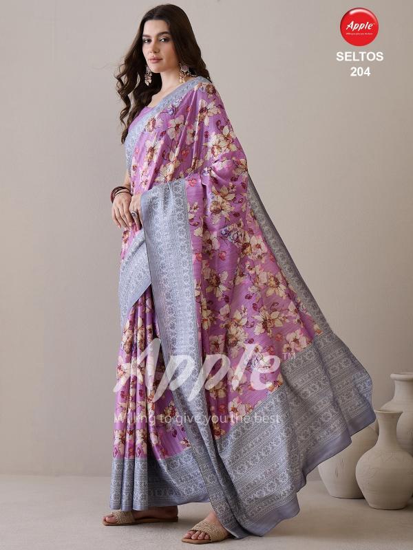 Apple Seltos 02 Silk Blend Printed Saree Wholesale Catalog
