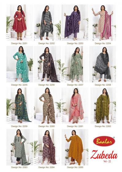 Baalar Zubeda Vol-22 – Kurti Pant With Dupatta - Wholesale Catalog