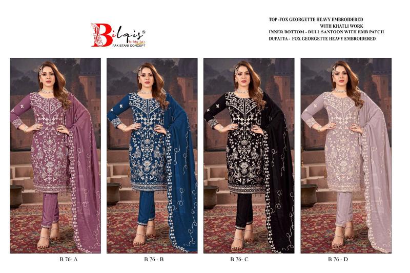 Bilqis B 76 A To D Georgette Salwar Kameez Wholesale catalog