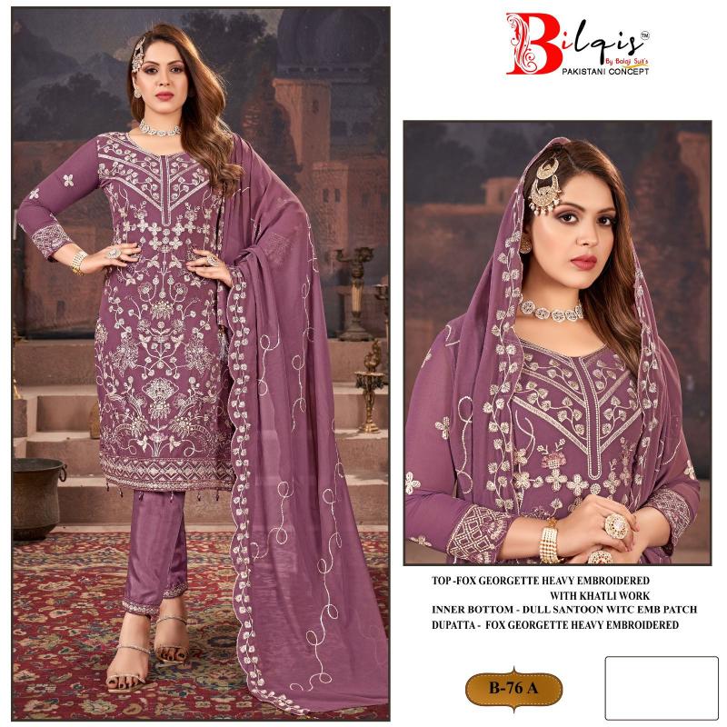 Bilqis B 76 A To D Georgette Salwar Kameez Wholesale catalog