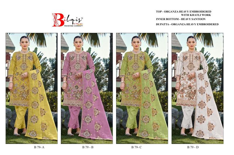 Bilqis B 79 A To D Pakistani Salwar Kameez Wholesale Catalog