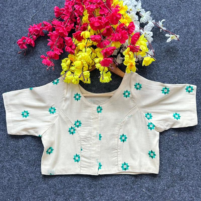 Blousewala Pure Camric Cotton Diable Blouse 