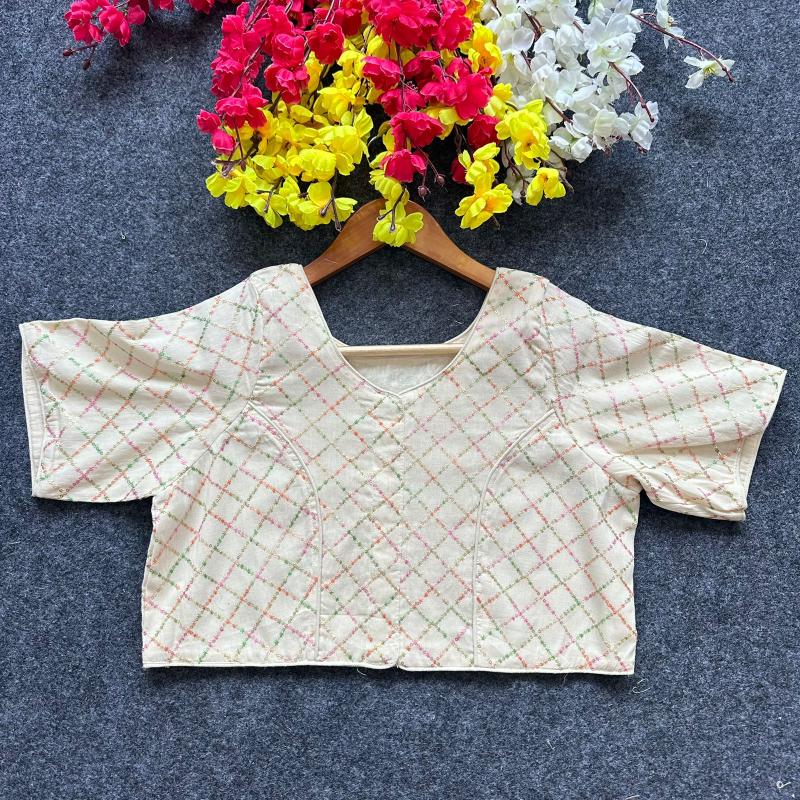 Blousewala Pure Camric Cotton Diable Blouse 
