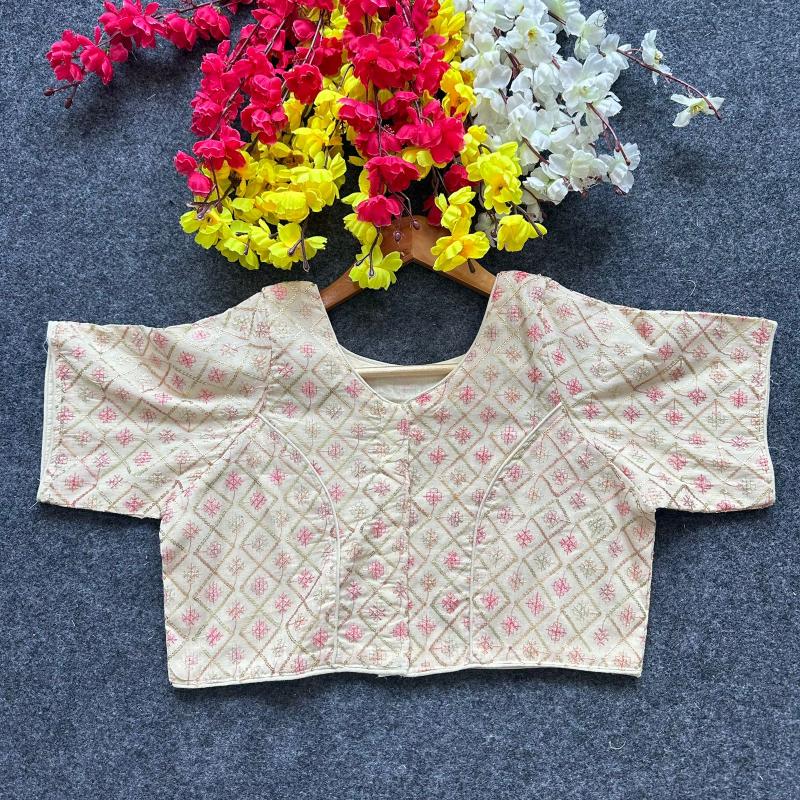 Blousewala Pure Camric Cotton Diable Blouse 