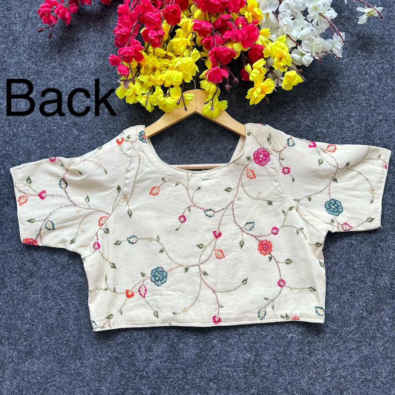Blousewala Pure Camric Cotton Diable Blouse 