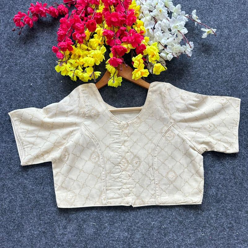 Blousewala Pure Camric Cotton Diable Blouse 