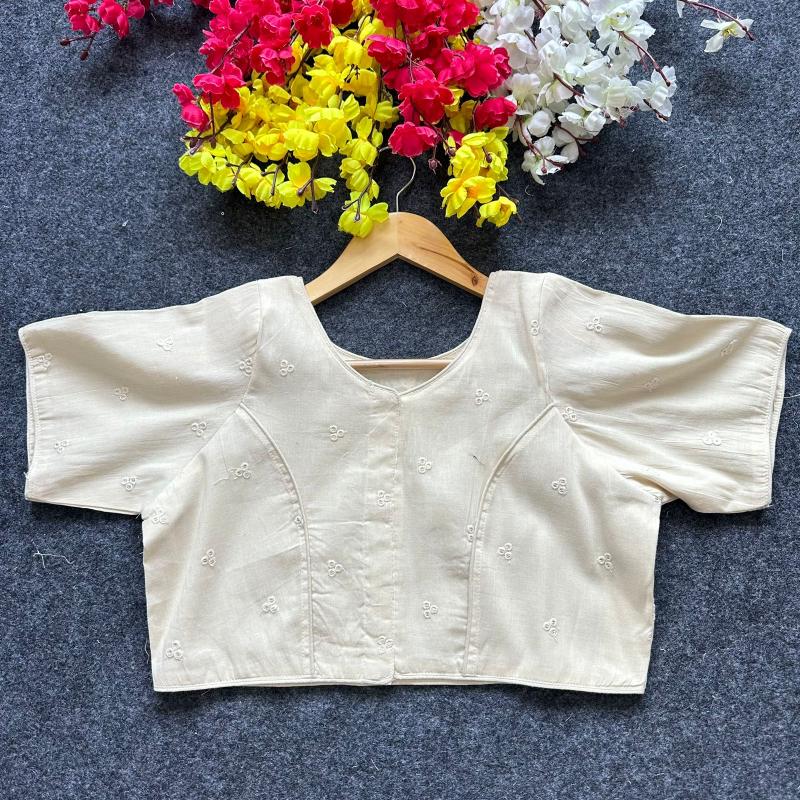 Blousewala Pure Camric Cotton Diable Blouse 