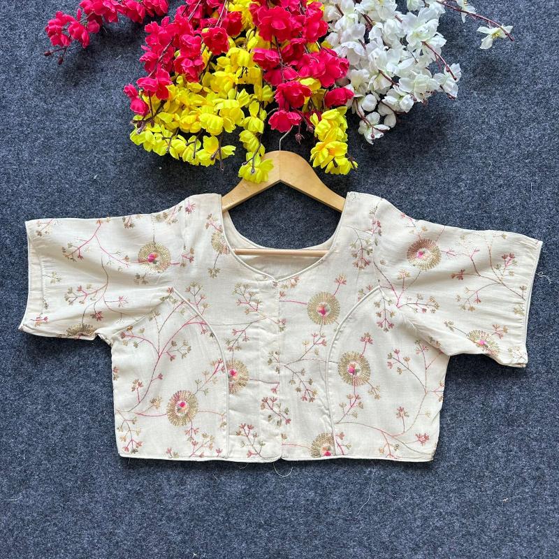 Blousewala Pure Camric Cotton Diable Blouse 