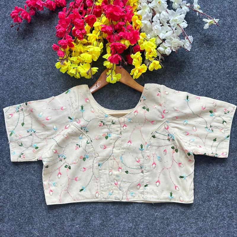Blousewala Pure Camric Cotton Diable Blouse 