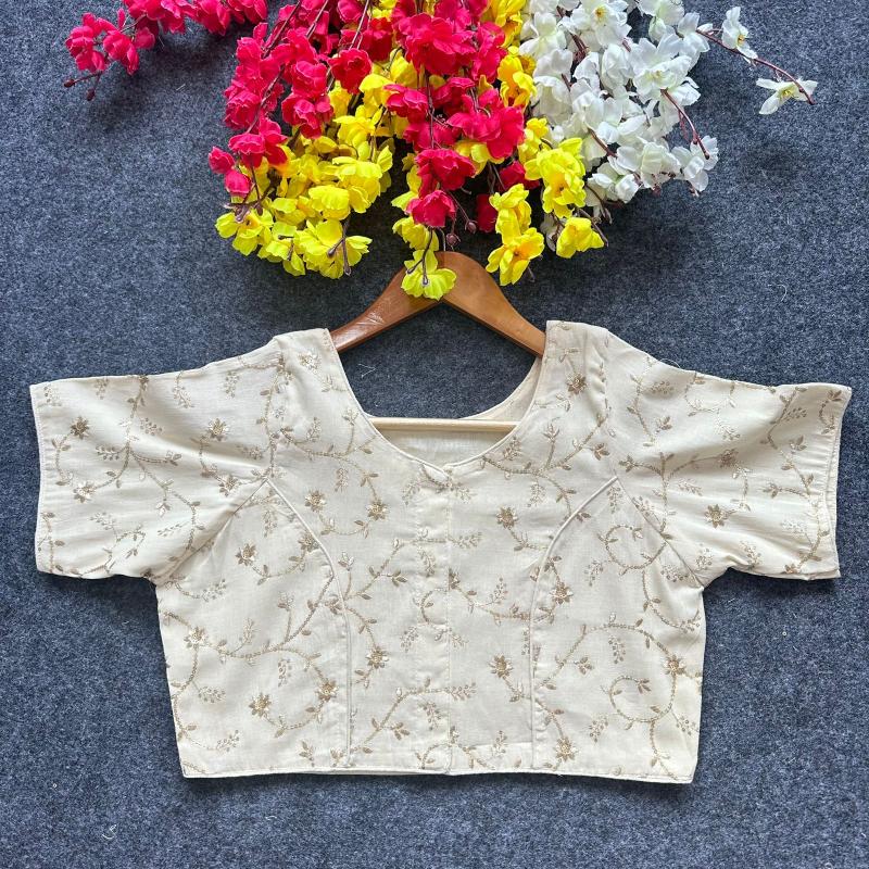 Blousewala Pure Camric Cotton Diable Blouse 