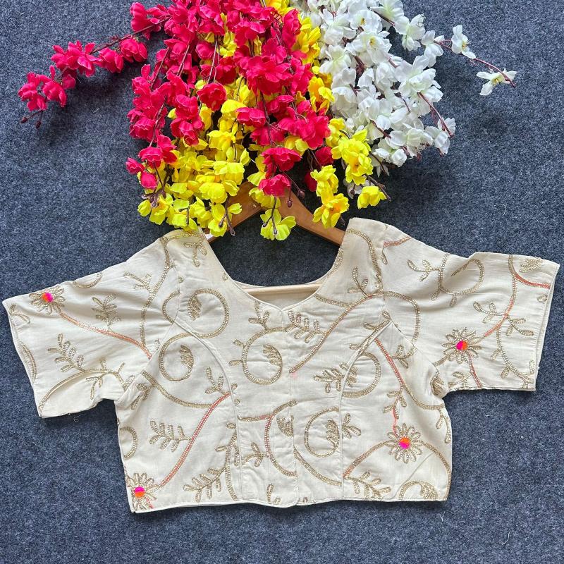 Blousewala Pure Camric Cotton Diable Blouse 