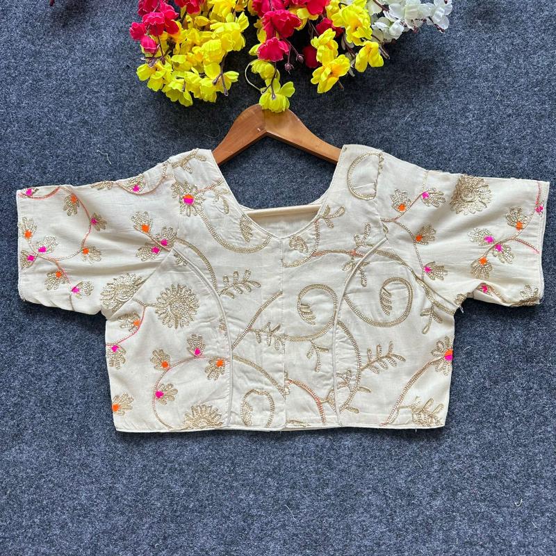Blousewala Pure Camric Cotton Diable Blouse 