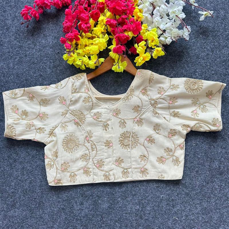 Blousewala Pure Camric Cotton Diable Blouse 