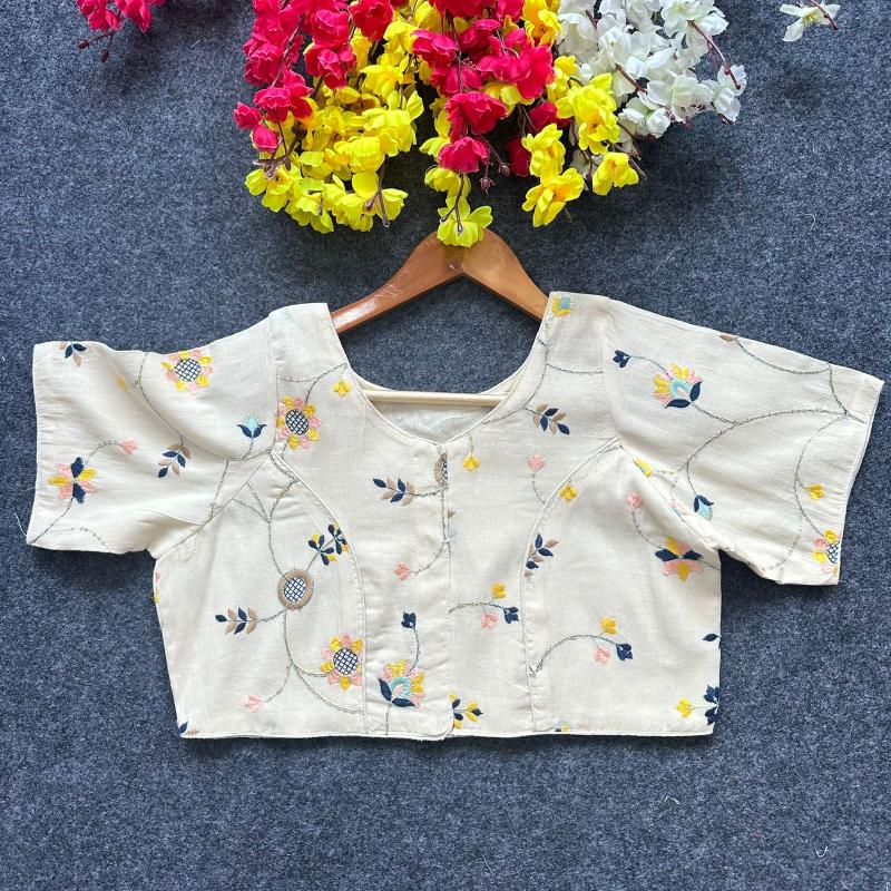 Blousewala Pure Camric Cotton Diable Blouse 