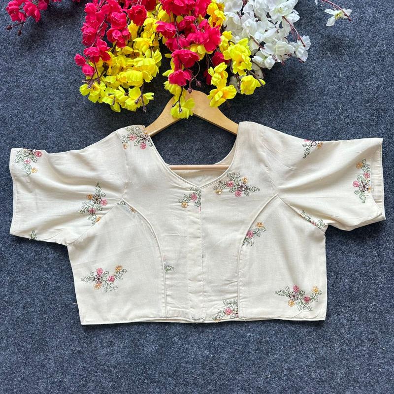Blousewala Pure Camric Cotton Diable Blouse 